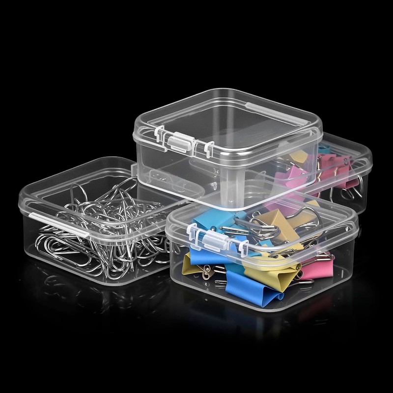 QWORK® Pack of 50 Small Square Storage Boxes with Hinged