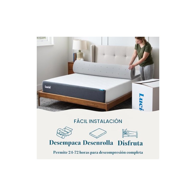 Lucid - Colchoneta de Memory Foam con Infusión de Carbón