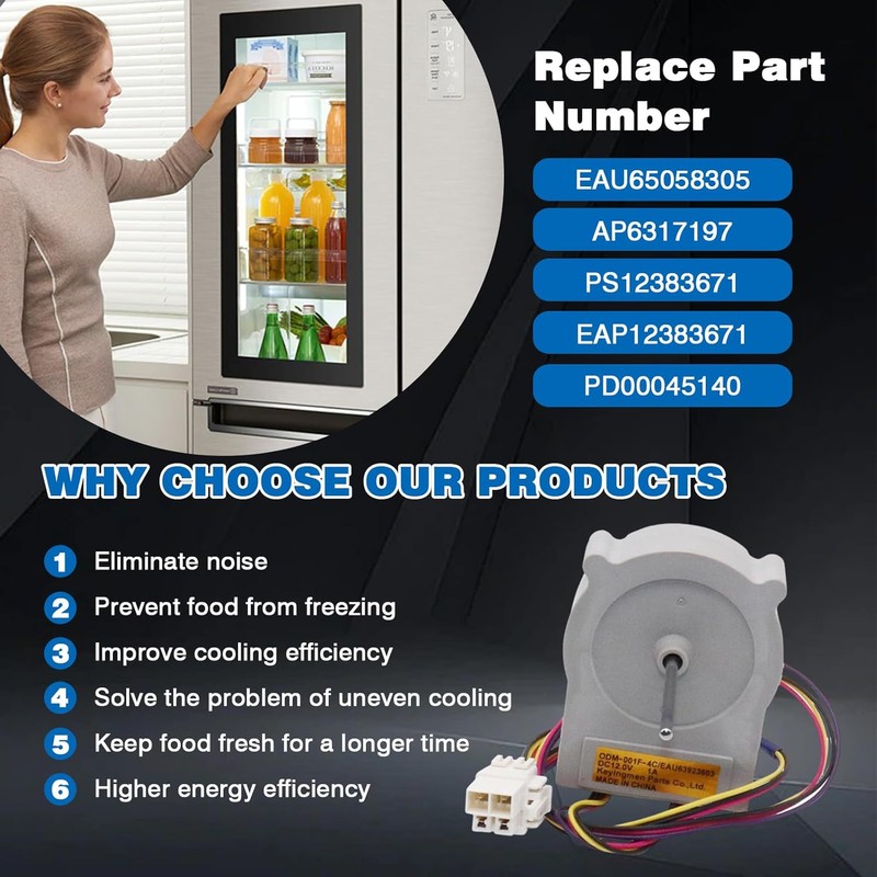 Replace EAU65058305 Refrigerator Evaporator Fan Motor Assembly Compatible with LG
