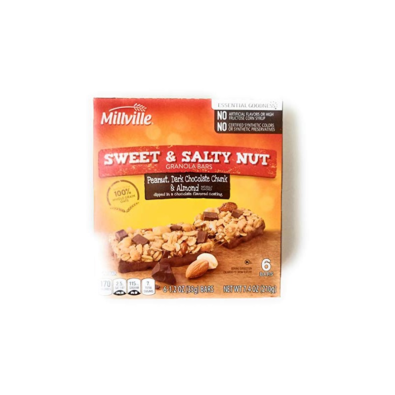 Millville granola bars sweet & salty nut Peanut, almond &