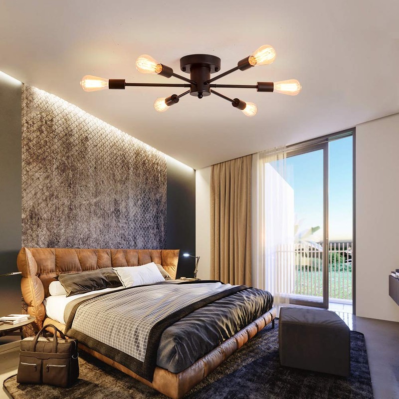 UOFUS 6 Lights Sputnik Semi Flush Mount Ceiling Light Matte