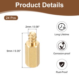 PATIKIL 24Pcs M2 Male to Female Hex Standoffs Spacers Pillars, M2 10+3mm Brass Motherboard Standoffs Copper