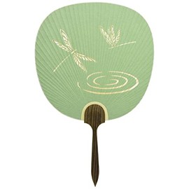 Shiomidan Fan, Made in Japan, Uchiwa, Autumn Sky (Green), One Side Openwork 2181, 9.4 x 14.6 inches (24 x 37 cm)