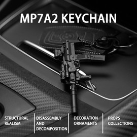 Gunyoo Mini Submachine Gun Keyring Model Tactical Machine Gun Shape Keychain Bag Pendant Ornament Collection for Men Army Fan Boys Gift (Black), black