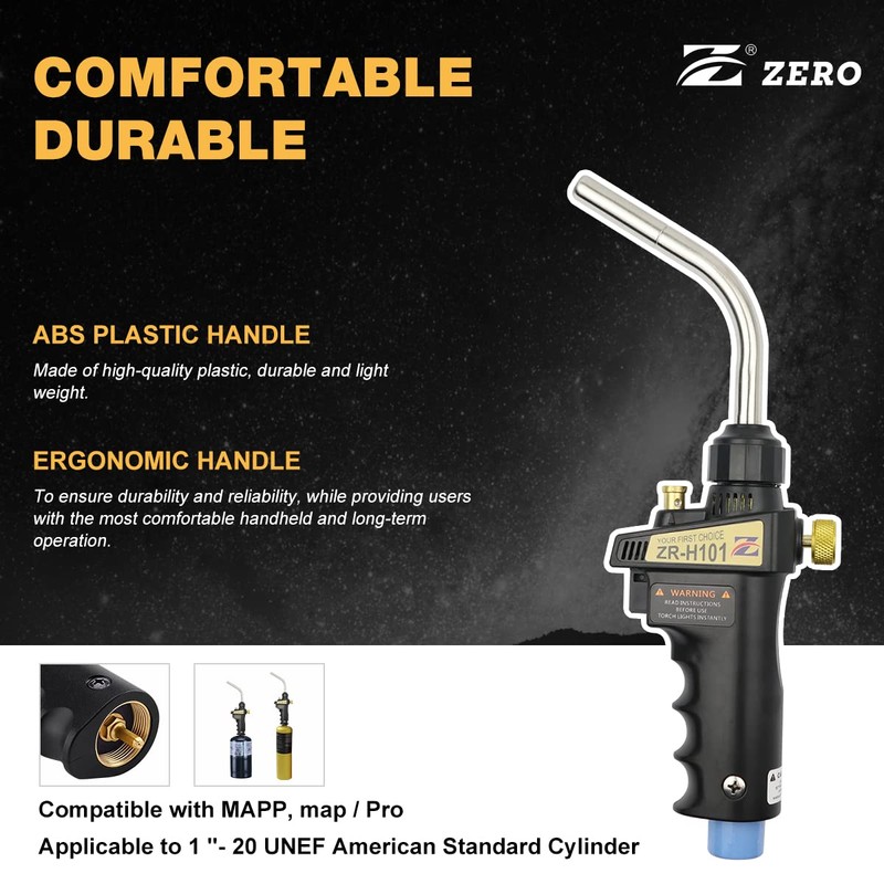 Zero Turbo Torch ZR-H101 Propane Torch Head, High Intensity Trigger