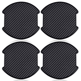 ZIMISI 4PCS Car Door Handle Cup Scratch Protectors, 3D Carbon Fiber Auto Door Bowl Guard Pad, Universal TPU Doors Handle Paint Cover Protective Sticker for Most Vehicles (Large/Black)