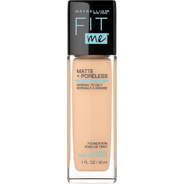 Maybelline Fit Me Matte + Poreless Liquid Foundation Makeup, Soft Sand, 1 fl; oz; Oil-Free Foundation