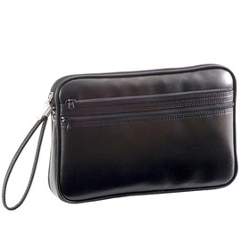 Japanese Metal Collection Bag, Thin, Lightweight, Commercial Pouch, Men's, Mini Second Bag, For Work, Bank, Bag, Golf, Gentleman, Black, Horizontal (Large) 13.8 x 8.7 x 1.2 inches (35 x 22 x 3 cm)