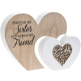The Leonardo Collection LP43429 Plaque | Double Heart Sister Sentiments | 1 Piece-21x19x16 cm Accessory, Multicolored