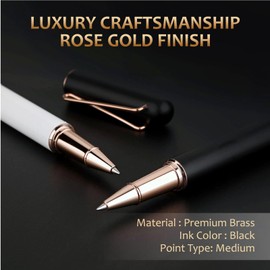 YISUJA Luxury Rollerball Pen Gift - 2 Pack Roller Ball Pen for Men & Women, 0.5mm Medium Point Black Ink Fancy Office Gift Pen Set,Quick-Dry Smooth Writing Nice Metal Pen for Professionals, Journaling