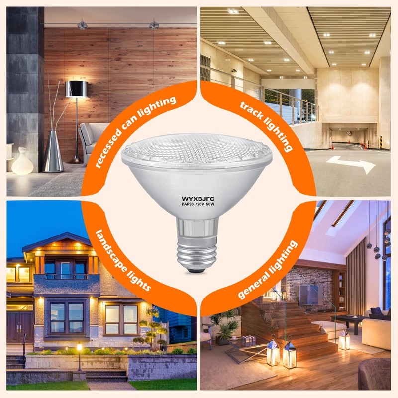 WYXBJFC Par30 50W Halogen Light Bulbs, 6 Pack Short Neck