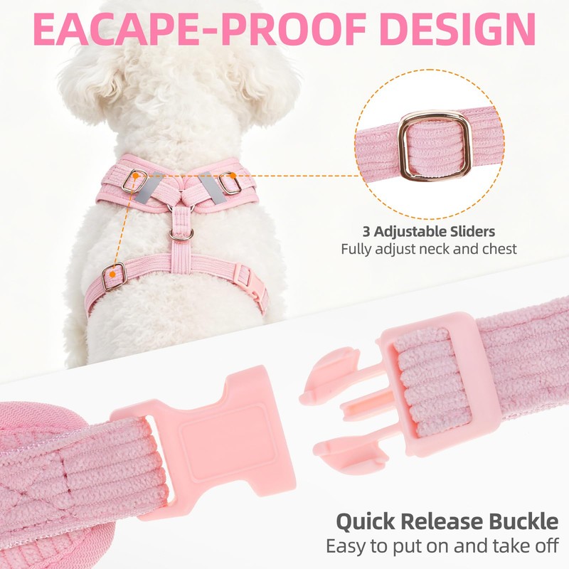 PUPTECK Dog Harness Collar and Leash Set, Adjustable No Pull