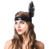 Luckygift 1920s Flapper Headband Ostrich Feather Headpiece Roaring 20's Party