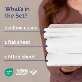 Queen Size 4 Piece Sheet Set - Comfy Breathable & Cooling Bed Sheets Set - Hotel Luxury Bedding for Women, Men, Kids & Teens - Deep Pockets, Easy Secure Fit, Soft and Wrinkle Free - Oeko-Tex - White