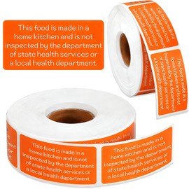 500 Count Cottage Food Law Labels Stickers Made in a Home Kitchen 2x1 Inch Inspection Statement Thermal Printed Labels for Home Kitchen