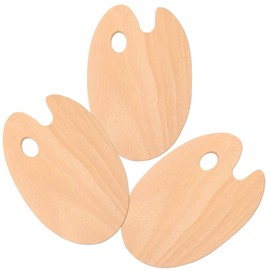 U.S. Art Supply 8" x 12" Large Wooden Oval-Shaped Artist Painting Palette with Thumb Hole (Pack of 3) - Wood Paint Color Mixing Tray - Easy Clean, Mix Acrylic, Oil - Art Students