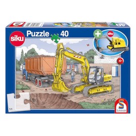 Schmidt | Digger Puzzle & Play 40 Piece Puzzle - Includes SIKU model | Children's Puzzle | Ages 4+