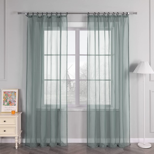 HongYa Pack of 1 Plain Curtain Transparent Voile Curtain with