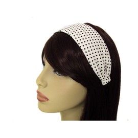 EmilyRose Couture White Polka Dot Retro 2" Wide Headband