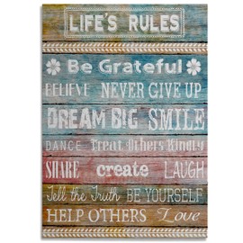 Renditions Gallery Canvas Wall Hanging Artwork for Life Rules Tell the truth be Yourself Motivational Prints for Bedroom Office Home Decorations - 18"x27" LT14