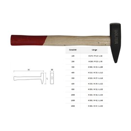 Engineer's Hammer 500 g with Wooden Handle Hammer Bolter Wood Handle Hammer