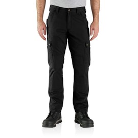 Carhartt Men's Relaxed Straight Ripstop Double-Front Cargo Pant, Black, 34 x 34