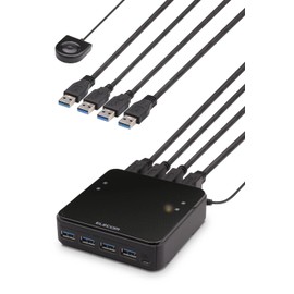 Elecom U3SW-T4 USB Switcher, PC to 4 Ports, USB 3.0 to 4 Ports, Hand Switch, Black