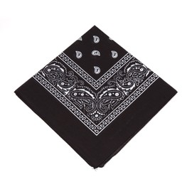 Boolavard 100% Cotton Bandanas with Original Paisley Pattern | Colour of Your Choice Headwear / Hair Scarf Neck Wrist Packing Tape Head Binding - Black , size: 55 x 55cm