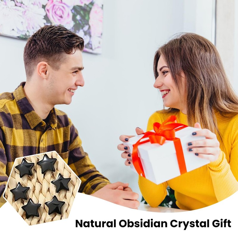 20 Pcs Black Obsidian Crystal, Healing Crystals Star Gemstones Set,