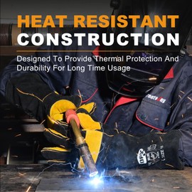 TOPDC Welding Gloves 16 Inches 932℉ Fire/Heat Resistant Leather Welding Gloves For Mig, Tig, Stick, Forge, BBQ, Grill, Fireplace, Wood Stove, Furnace, Oven, Animal Handling for Safe, Loving Pet Care