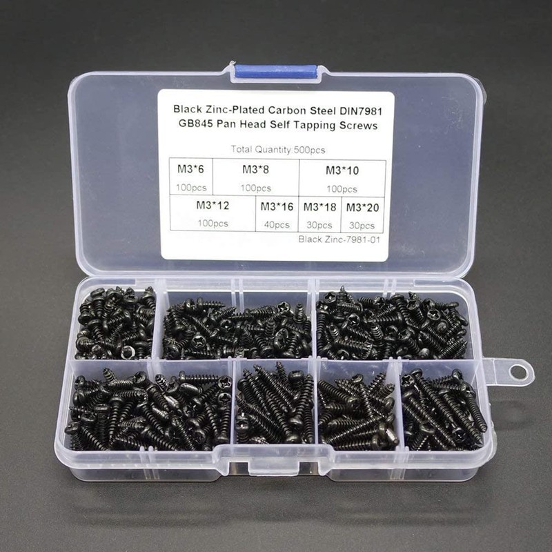 PENGLIN 500 Pcs Self Tapping Screws Set Pan Head M3