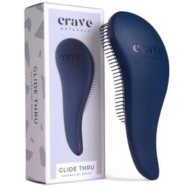 Crave Naturals Crave Naturals Glide Thru Detangling Brush - Detangler Brush for Natural, Curly, Straight, Wet and Dry Hair for Adults and Kids - Hair Brush for Little Girls, Toddlers, Teens - 7.5 x 3 inches, Blue