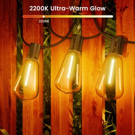 OHLUX ST38 Replacement Bulbs for String Lights, 2200K Ultra Warm White LED, 0.5W Equal to 5W Shatterproof Waterproof Bulbs, E12 Base, 120V (4-Pack)