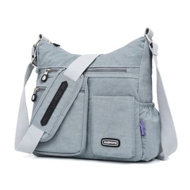 NOTAG Shoulder Bag, Women's, Men's, Cross-body Nylon Bag, Waterproof, Pockets, Multi-functional, Diagonal Bag, Large Capacity, Lightweight, Small Storage Organizer, Casual, Popular, Commute, Work, Travel, Unisex, gray (light gray)