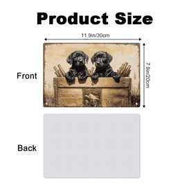 Vintage Puppy In Wooden Box Metal Tin Sign Retro Poster for Home Office Wall Decor 8 x 12 Inch