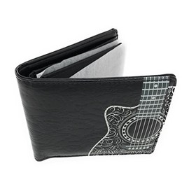 Shag Wear Guitar Head Billfold Wallet for Men and Teen Boys Vegan Faux Leather Black, Guitar Head, M, Modern
