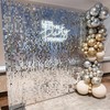 COKAOBE Silver Shimmer Wall Backdrop, 30PCS Square Sequin Shimmer Backdrop