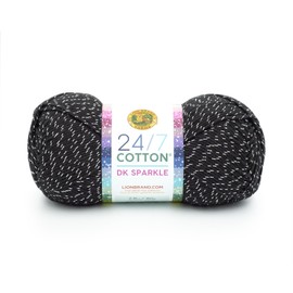 Lion Brand Yarn 24/7 Cotton DK Sparkle, Yarn for Knitting, Crocheting, and Crafts, Night Sky, 1 Pack