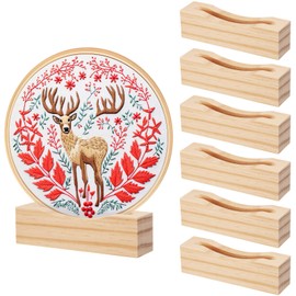 Chunful 6 Pcs Embroidery Hoop Display Stand Wooden Embroidery Frames Holder 2 Tier Groove Cross Stitch Hoop Stand Base Accessories for Display Works Home Exhibition Decor (4.29" X 1.3" X 1.57")