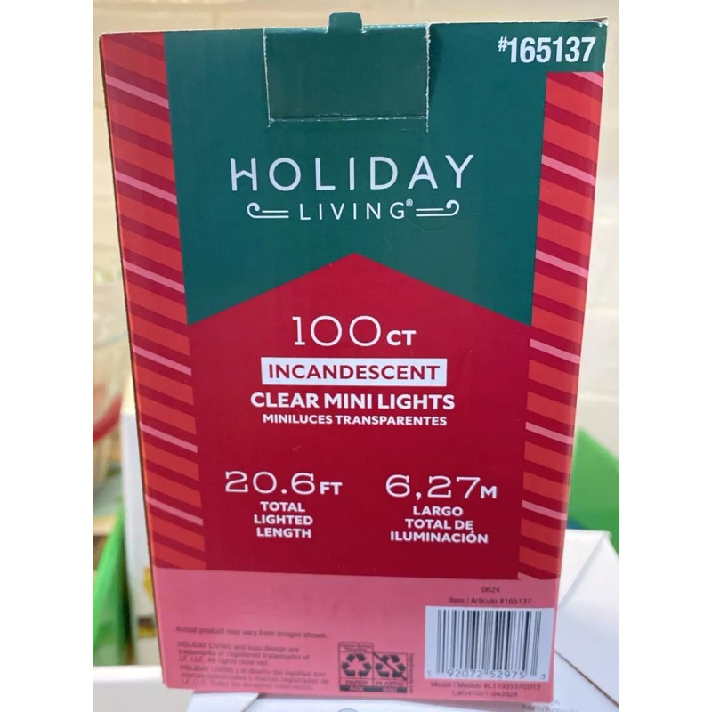 HOLIDAY LIVING 100 Count Mini Lights Clear Incandescent by HOLIDAY