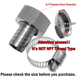 Beduan Stainless Steel Garden Hose Swivel Fitting 3/4" Barb x 3/4" GHT Female Threaded Adapter Connector Garden Hose Repair with Hose Clamp
