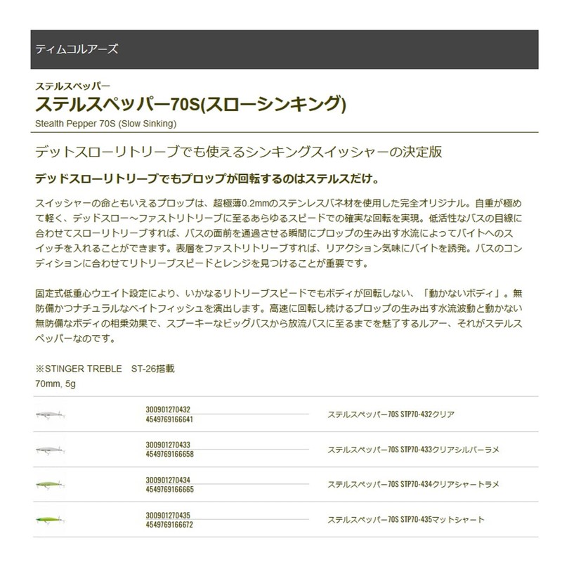 TIEMCO STP70-#434 Stealth Pepper 70S Clear Shear Tram