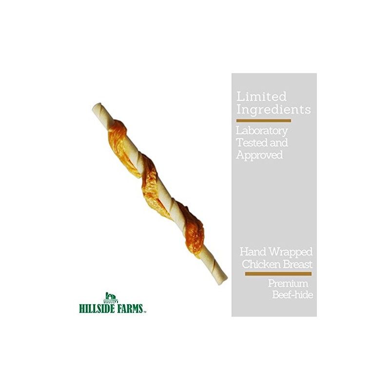 Hillside Farms Chicken And Rawhide Jerky Wraps Premium Dog Treats,
