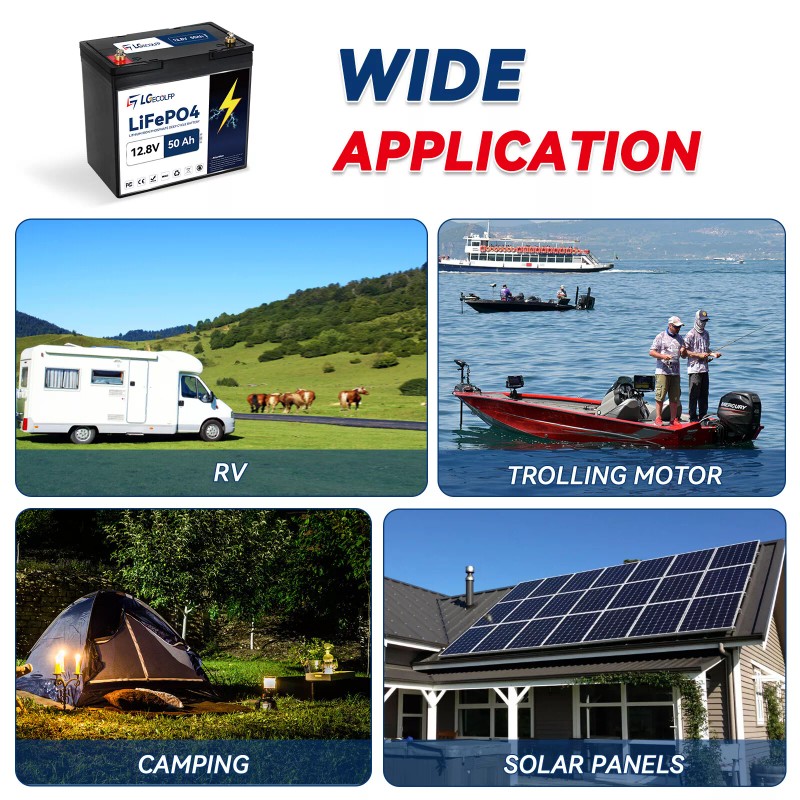 BtrPower 12V Lithium Battery 50Ah LiFePO4 3000+ Deep Cycles BMS