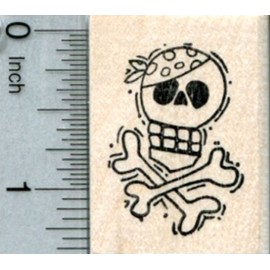 Pirate Rubber Stamp, Skull and Cross Bones
