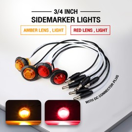 MADCATZ 3/4 Inch Mini Round 20 Amber + 20 Red Lights 3 LED Side Marker Indicator Lights with Connector Plug Clearance Turn Signal Lamps for Trailer Truck RV Caravan Lorry Boat 12V DC (Pack of 40)