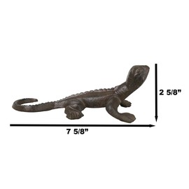 Ebros Gift Cast Iron Reptile Animal Gecko Lizard Metal Figurine 7.5" L Decorative Paperweight Sculpture (1)