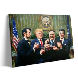 President's Day Canvas Wall Art Decor - 11X14 inch American Presidents Gathering, Patriotic Leadership Tribute, Canvas Wall Art Decor Artwork, Historic Presidents Art Decor, Patriotic Home Decor