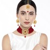 Aheli Kundan Pearl Choker Multi Layered Collar Pendientes con Manng