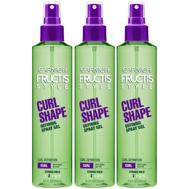 Garnier Fructis Style Curl Shape Defining Spray Gel for Curly Hair, 8.5 Fl Oz, Pack of 3